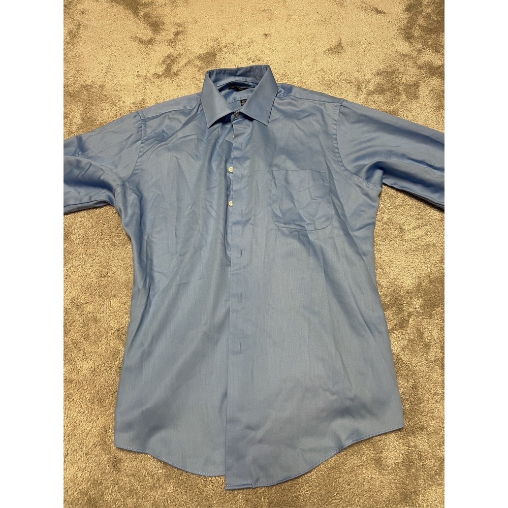 Geoffrey Beene Men's Blue Solid Wrinkle Free Dress Shirt 16.5 32/33